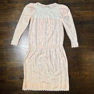 Scott McLintock Gunne Sax Vintage Light Pink Floral Lace Long Sleeve Dress XS